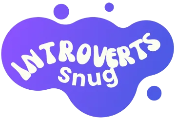 Logo with 'INTROVERTS Snug' text inside a purple cloud shape on a white background