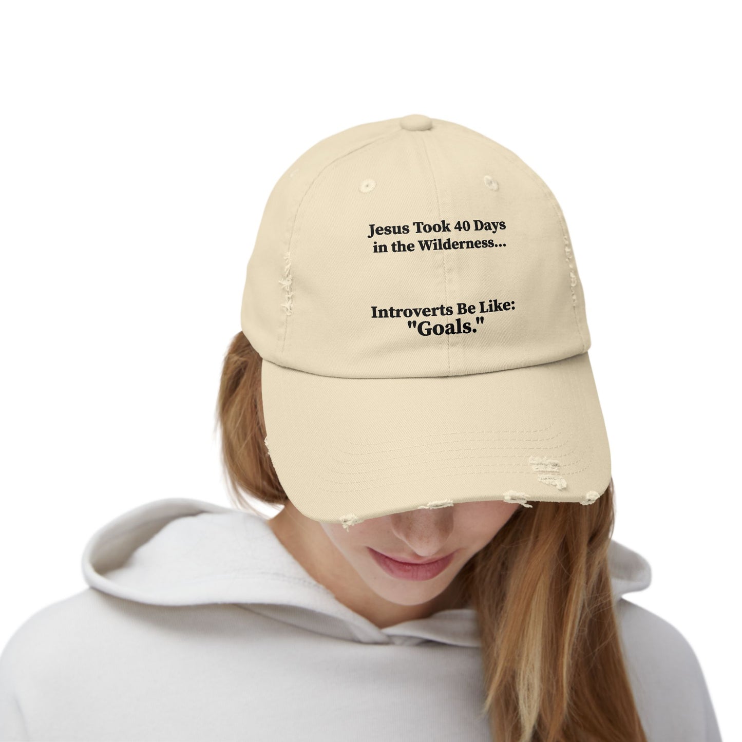 Unisex Distressed Cap with Motivational Quotes