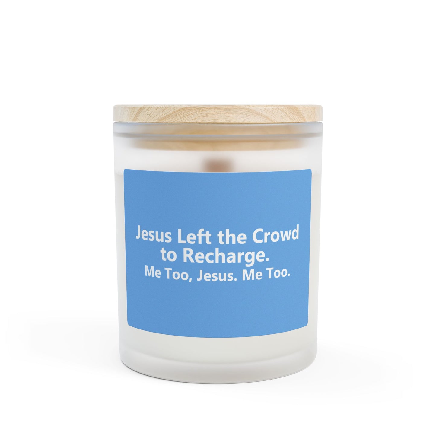 Inspirational Jesus Left Crowd Candle with Wooden Lid