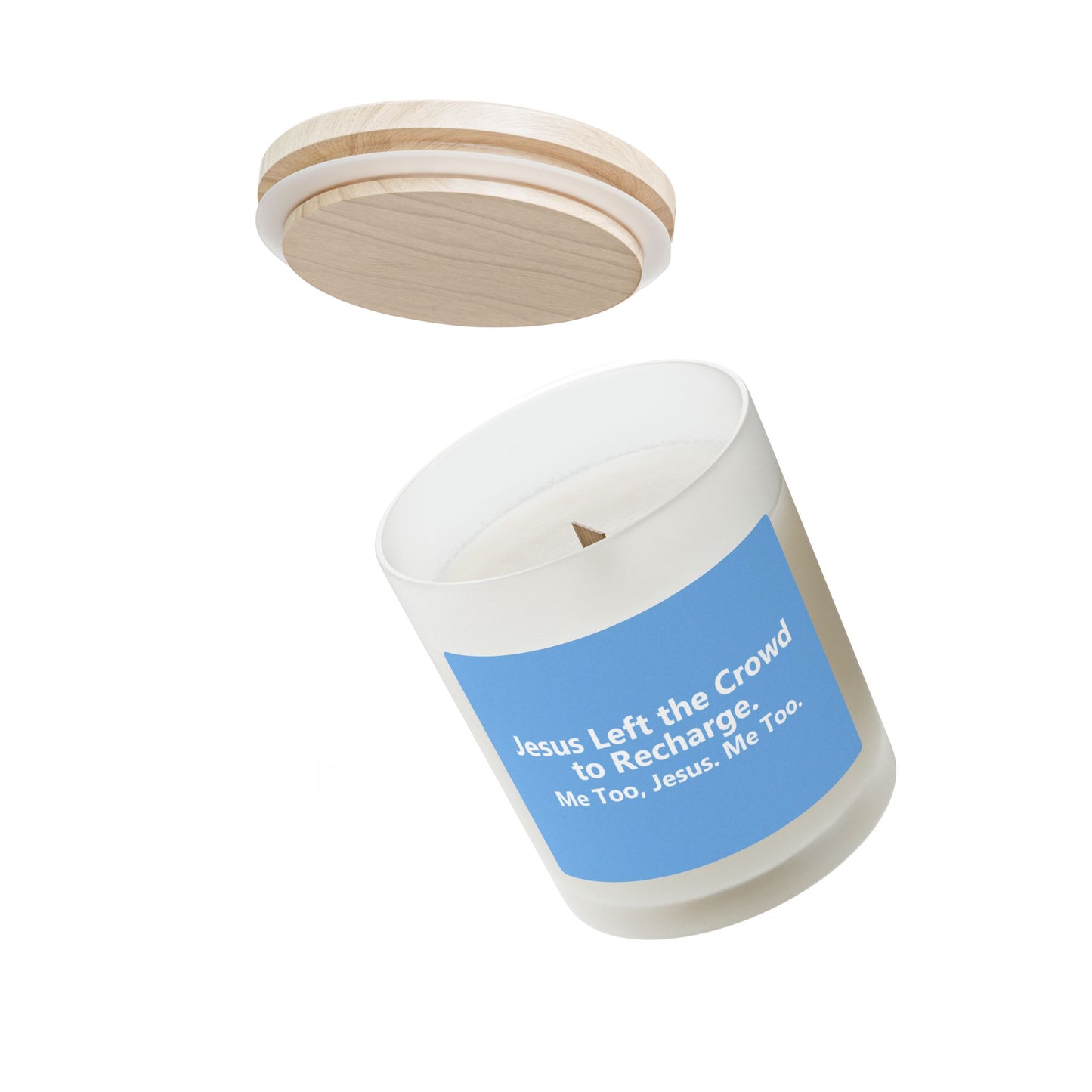 Inspirational Jesus Left Crowd Candle with Wooden Lid