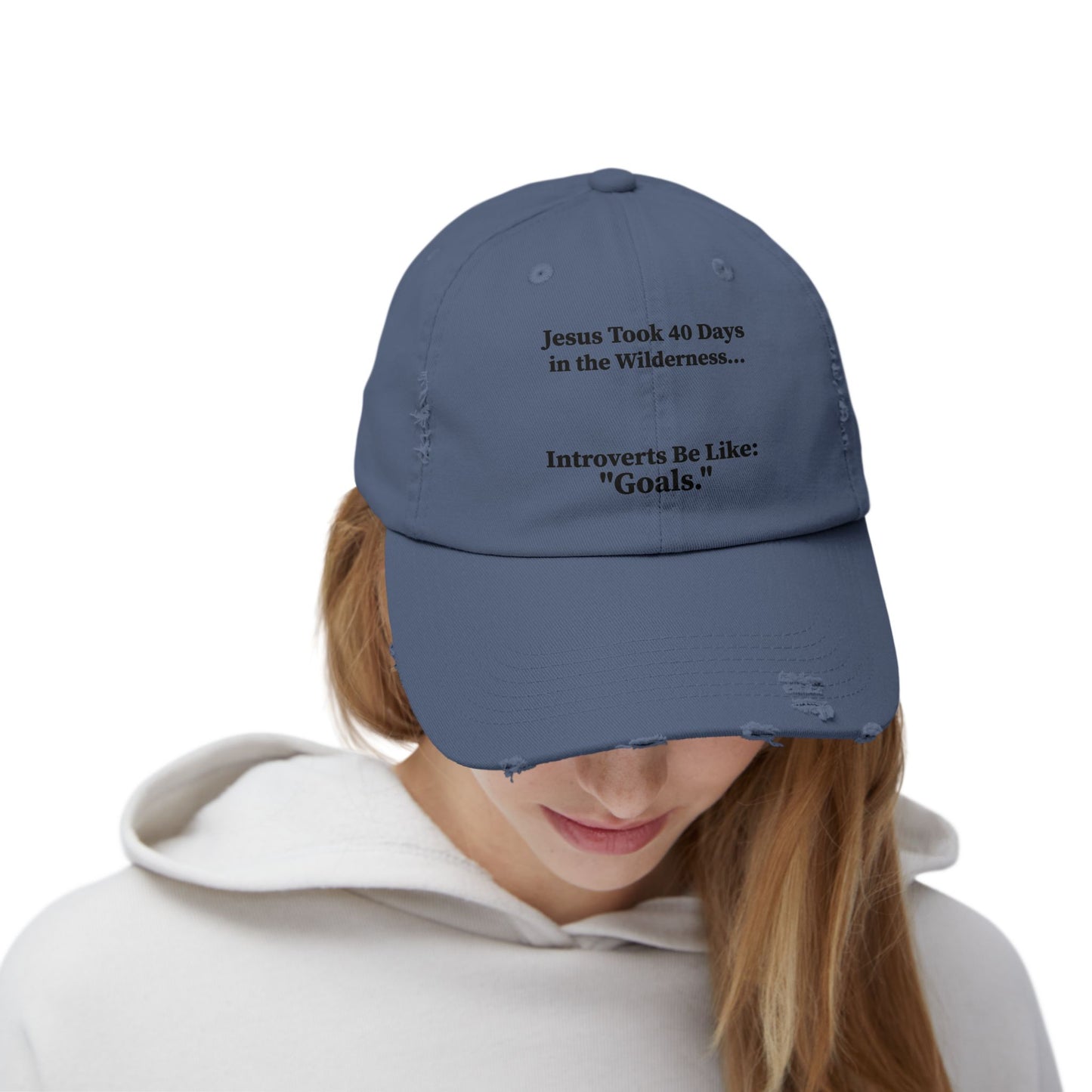 Unisex Distressed Cap with Motivational Quotes