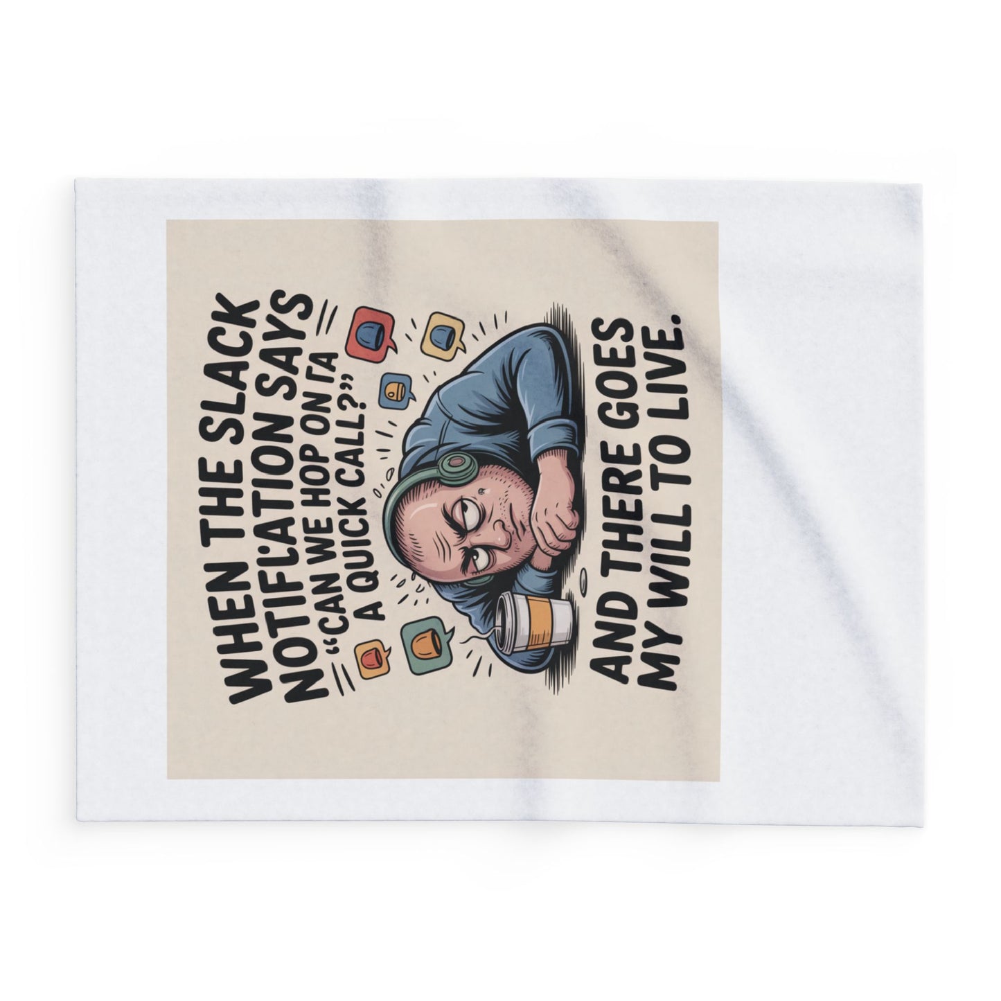 Funny Remote Work Fleece Blanket, Cozy Blanket for Home Office, Gift for Zoom Call Fatigue, Humor Decor, Tech-Savvy Gift