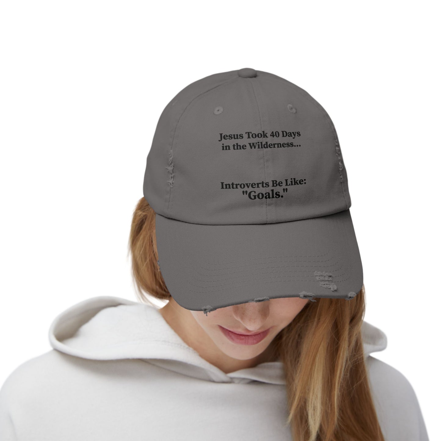 Unisex Distressed Cap with Motivational Quotes