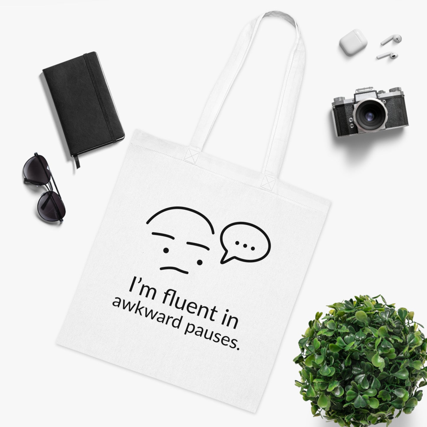 Eco-Friendly Awkward Pauses Cotton Tote Bag